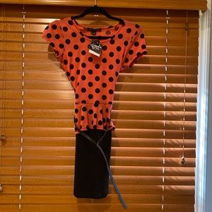 Polka Dot Living Doll LA dress with belt - size S NWT (OL)